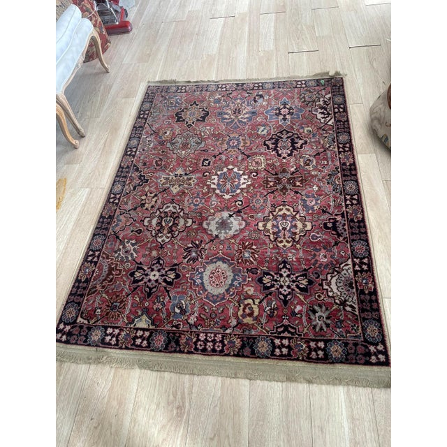 Navy Blue Vintage Mid-Century Karastan Rug 4' X 5.7' (121.9cm X 173.7cm) 1960s For Sale - Image 8 of 8