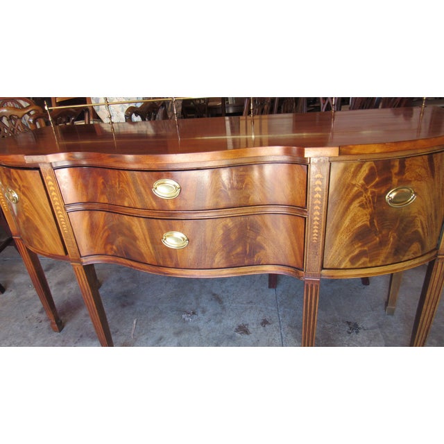 1980s Thomasville Federal Sideboard Mahogany Brass Gallery For Sale - Image 13 of 14