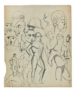 Norbert Meyre, The Sketches of Figures, Original Drawing, Mid-20th Century
