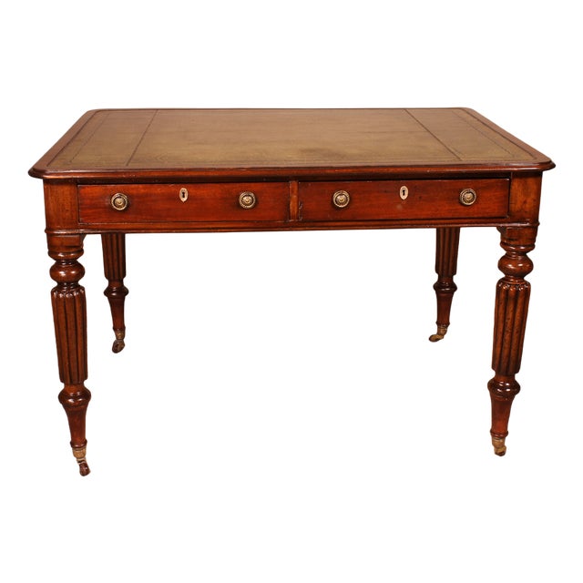 19th Century English Mahogany Partner Desk For Sale