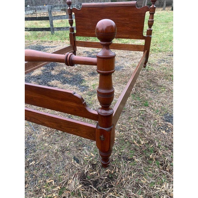 Wood Vintage Regency Cannonbal Style L Full Bed Frame For Sale - Image 7 of 12