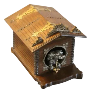 French Cigar Box with Bronze Dog in Dog House, 1890s