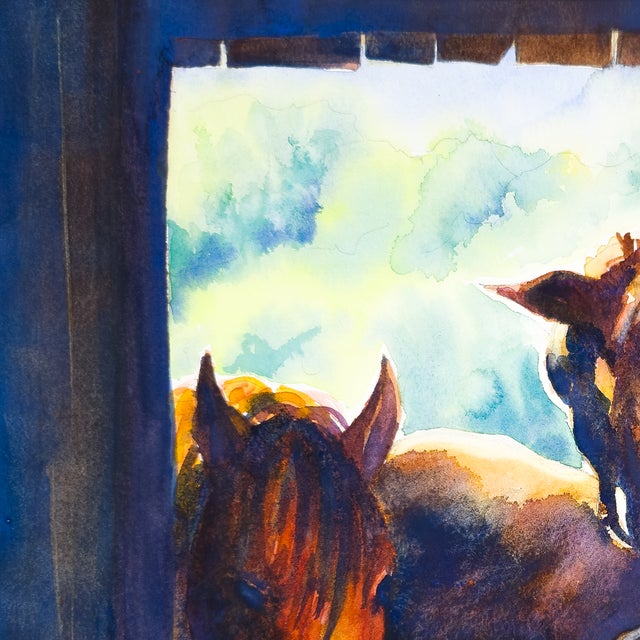 Illustration Horses Outside the Stable - Tomoko Parry, C. 1990s For Sale - Image 3 of 10