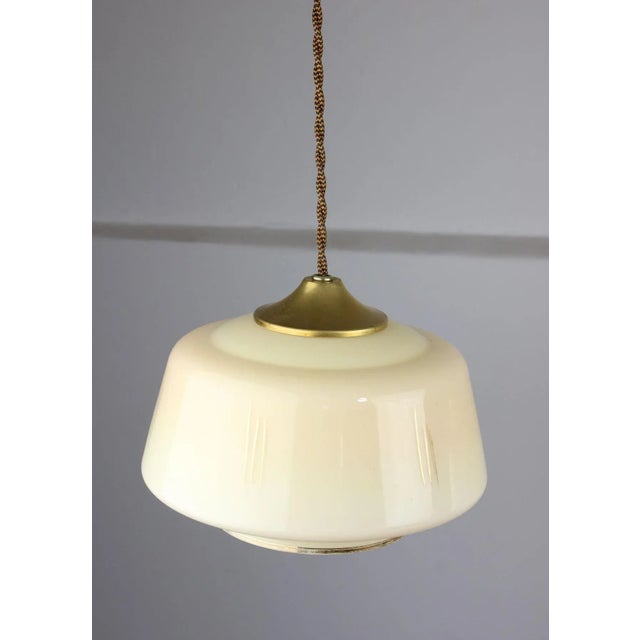 Mid-Century Glass & Brass Pendant Lamp, Set of 2 For Sale - Image 9 of 18