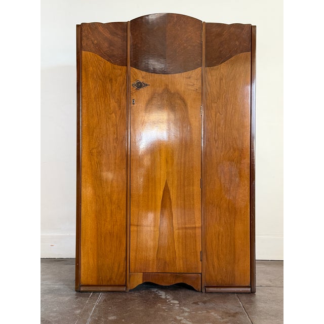 Vintage Art Deco 1940's Burl Wood Armoire Dresser For Sale - Image 15 of 16