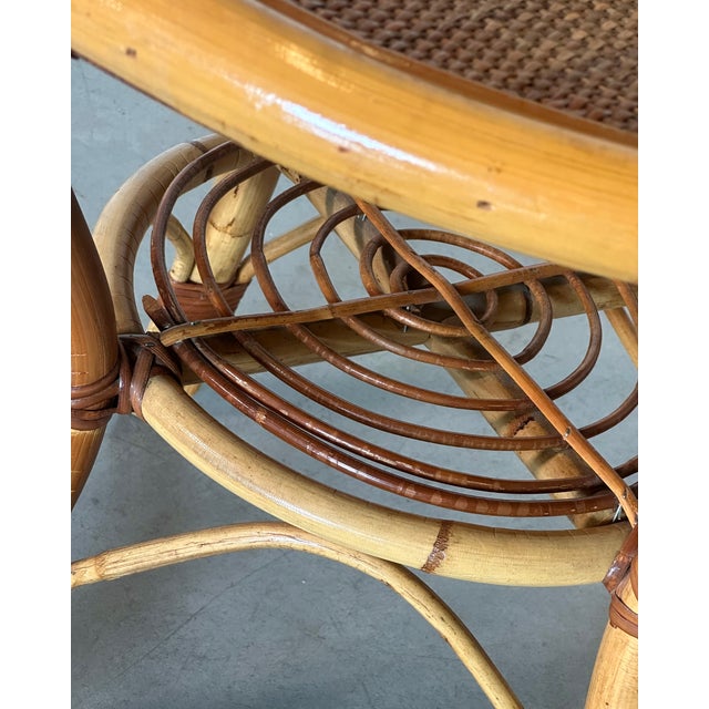 1970s Round Wicker and Bamboo Coffee Table, 1970s For Sale - Image 5 of 8