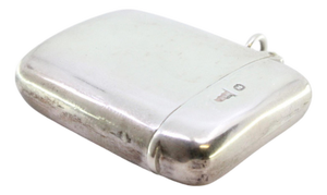 Plain Silver Matchbox with Curved Shape and Hanging Ring