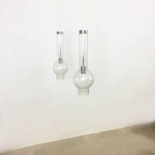 Handblown Tubular Hanging Lights attributed to Staff, Germany, 1970s, Set of 2 For Sale - Image 3 of 10