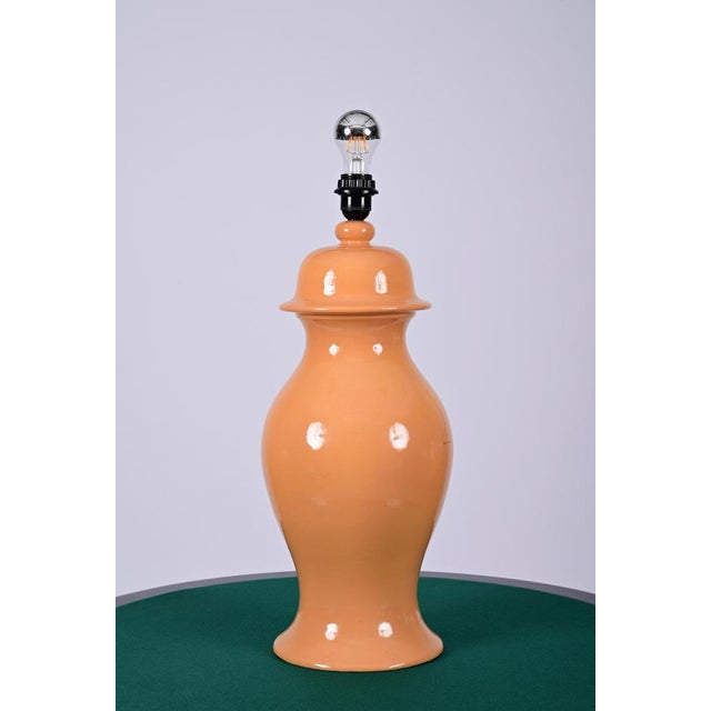 Italian Glazed Ceramic Table Lamp by Tommaso Barbi, 1960s For Sale - Image 4 of 15