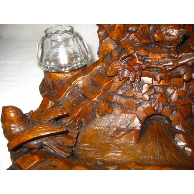 Wood Black Forest Large Inkwell 19 Century For Sale - Image 7 of 14