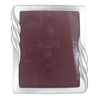 Art Nouveau Style 8x10 Rectangular Horizontal Vertical Pewter Picture Frame Seagull Canada Floral, Velvet Easel, Table Top Photograph For Sale