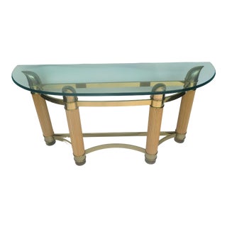 1970s Tommaso Barbi Hollywood Regency Faux Elephant Tusk Console Table For Sale