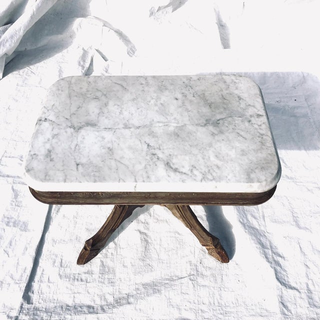 White Victorian Eastlake Beveled Marble Top Carved Legs Coffee Table For Sale - Image 8 of 13