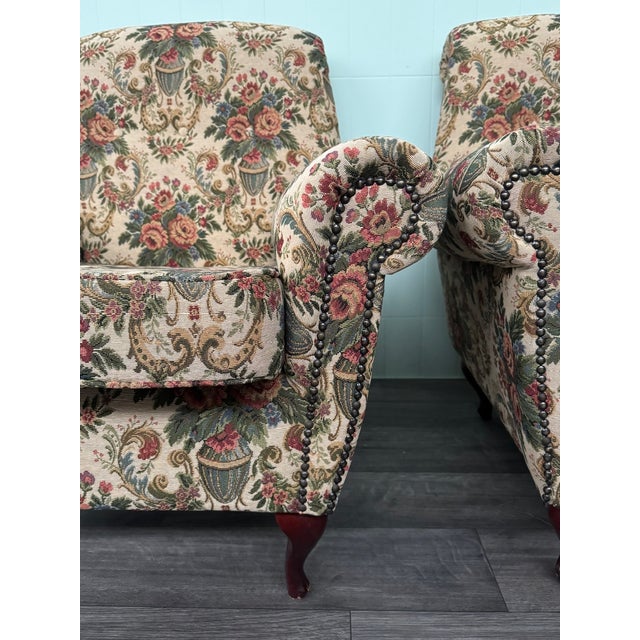Vintage Italian Armchairs in Floral Upholstery, 1950s, Set of 2 For Sale - Image 13 of 15