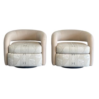 Vintage Postmodern Targa-Style Lounge Chairs by Bassett Furniture, Pair For Sale