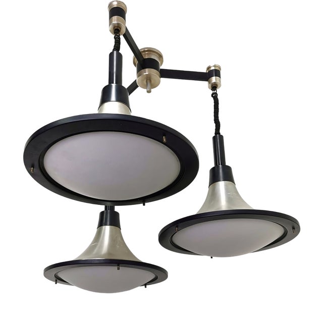 Space Age Ceiling Light in Glass and Aluminum For Sale