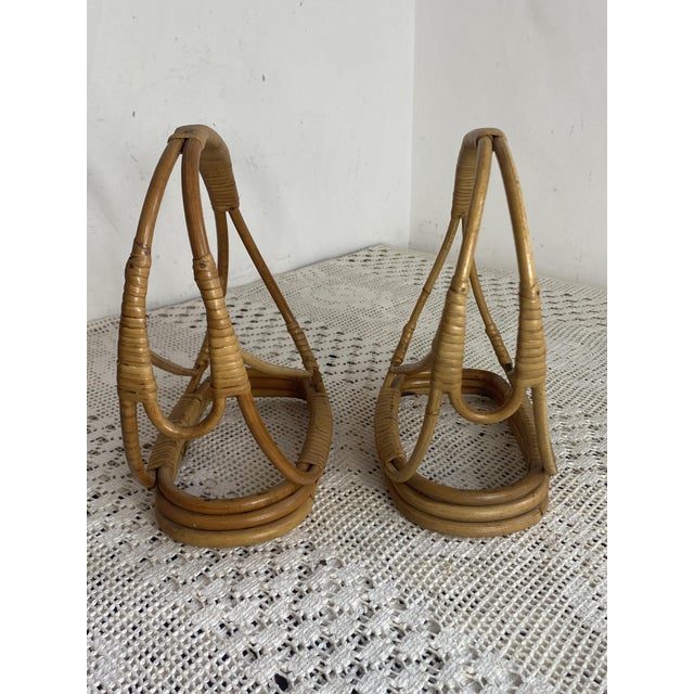 Rattan and Wicker Bottle Holders, 1960s, Set of 2 For Sale - Image 3 of 15