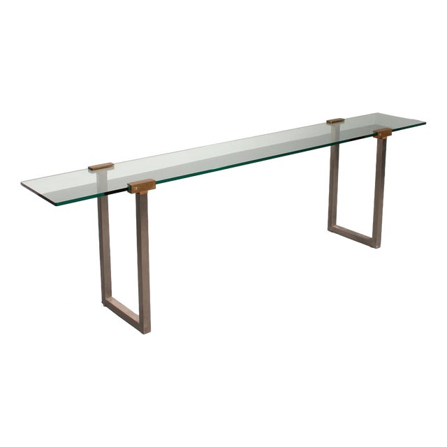 Side Table in Glass and Brass by Peter Ghyczy, 1970 For Sale