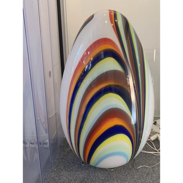 Contemporary Contemporary Murano-Style White Egg Lamp With Multicolored Reeds For Sale - Image 3 of 10
