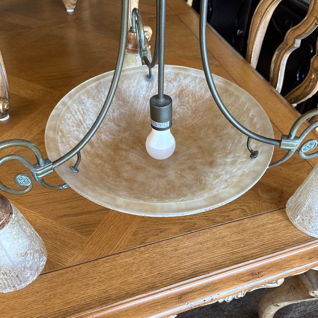 Bronze Vintage Cast Glass Chandelier For Sale - Image 8 of 12