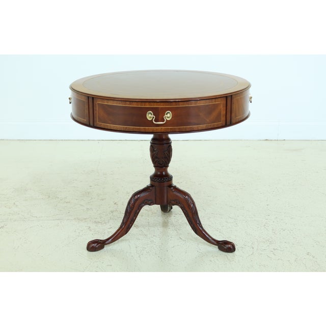 Henkel Harris Round Mahogany Leather Top Drum Table Chairish