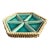 Vintage Rattan Tray With Turquoise Geometric Ceramic Inserts Divided Serving Dish For Sale