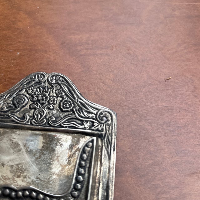 Traditional 1970s Small Silver Etched Business Card Holder/Office Decor For Sale - Image 3 of 6