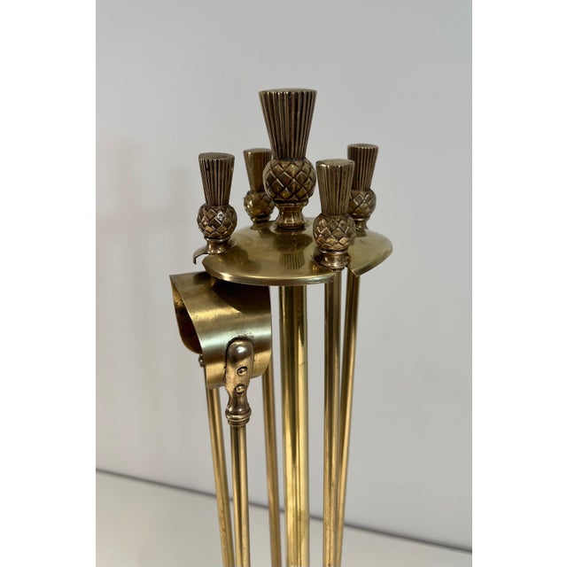 Neoclassical Pineapple Brass Fireplace Tools For Sale - Image 3 of 12
