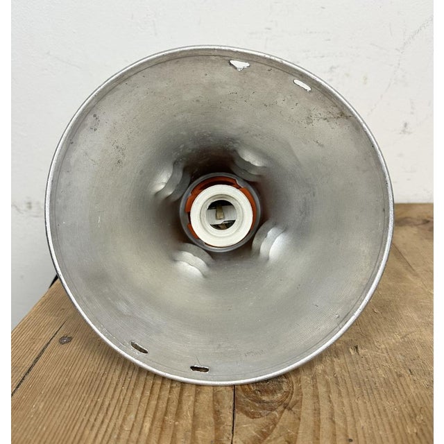 Metal Industrial Grey Pendant Lamp in Aluminium Cage, 1970s For Sale - Image 7 of 16