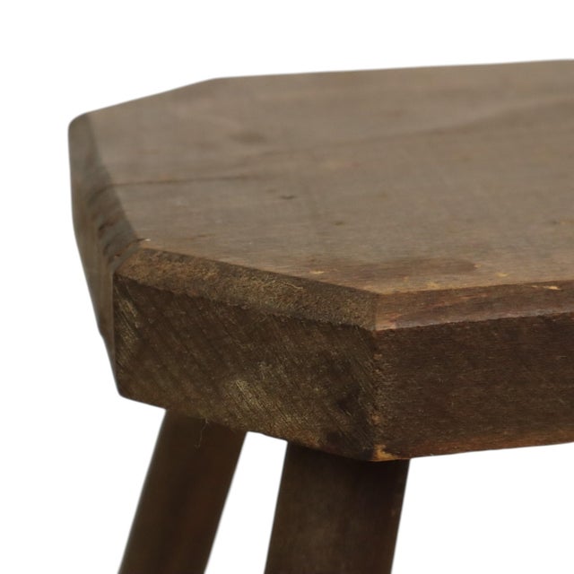 Brutalist Rustic Wood Milk Stool For Sale - Image 10 of 15