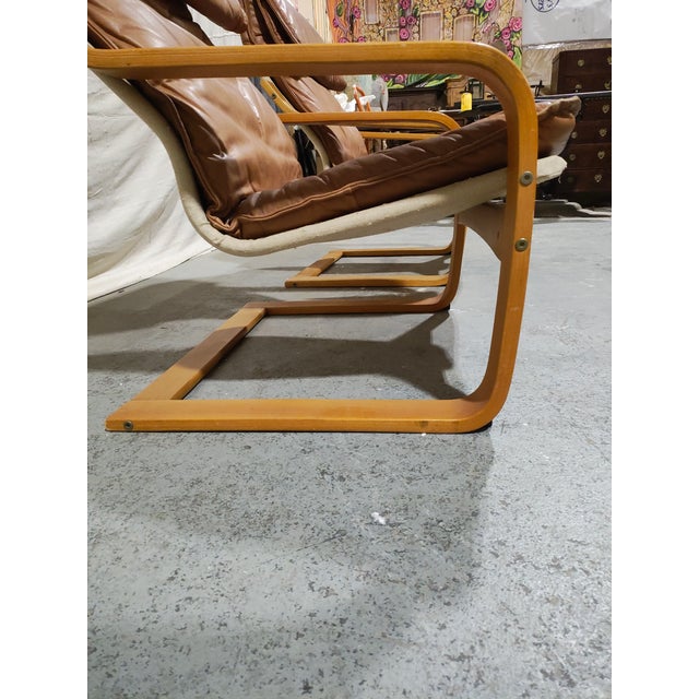 Animal Skin 1960s Pair of Mid-Century Modern Italian Leather Sling Lounge Chairs For Sale - Image 7 of 7