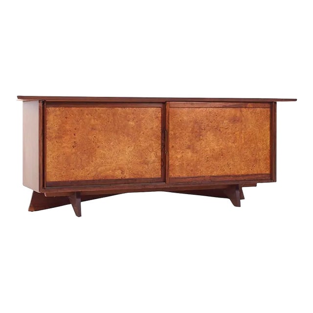George Nakashima for Widdicomb Model 205 Mid Century Walnut and Carpathian Elm Sideboard Credenza For Sale