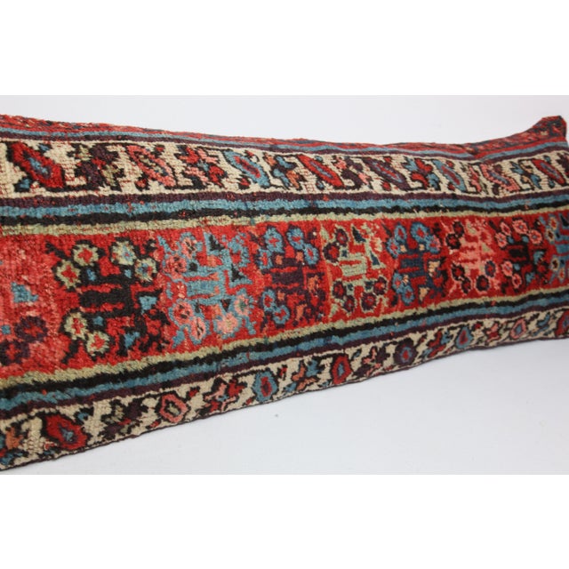 Authentic Ethnic Lumbar Throw Cushion – Handmade Wool Rug on Cotton Pillow Cover -16'' X 46'' For Sale In Tampa - Image 6 of 11