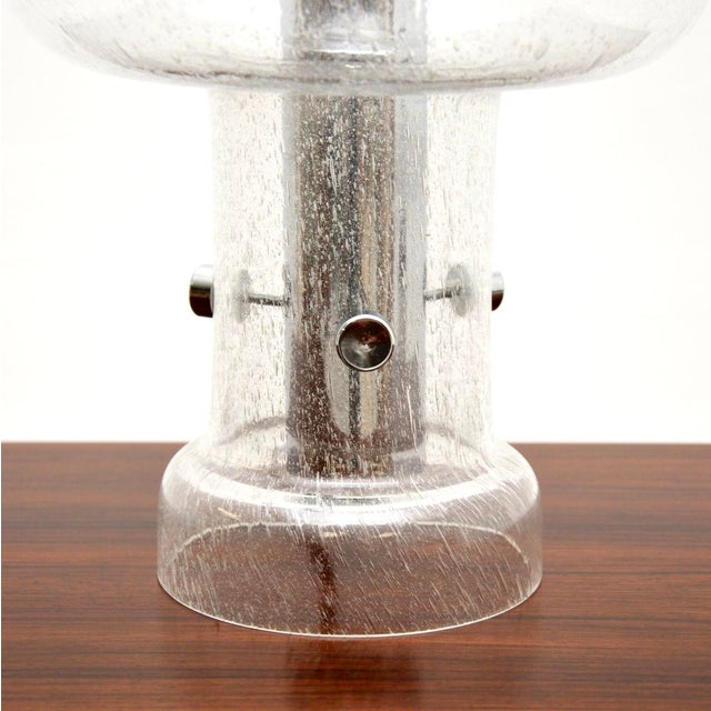 Vintage French Glass and Chrome Table Lamp, 1970 For Sale - Image 6 of 8