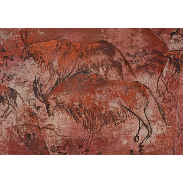 Abstract Expressionism Nan Street Fowler Mid-Century Abstract Expressionist Paleolithic Hunt Scene 1959 For Sale - Image 3 of 5