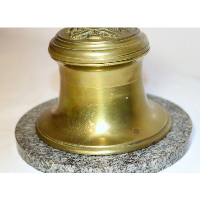 Large Antique British Coat of Arms Gilt Bronze Brass Marble Writing Desk Inkwell For Sale In New York - Image 6 of 11