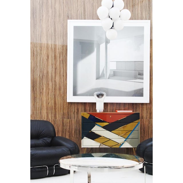 Metal Set of Italian Model Okay Lounge Chairs in Black Leather and Steel by Adriano Piazzesi For Sale - Image 7 of 8