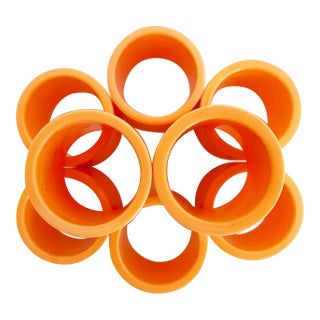 1970s Peachy Lucite Napkin Rings - Set of 8 For Sale
