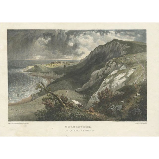 Hullmandel, Folkestone, United Kingdom as Seen from the East, 1822, Hand-Colored Print For Sale