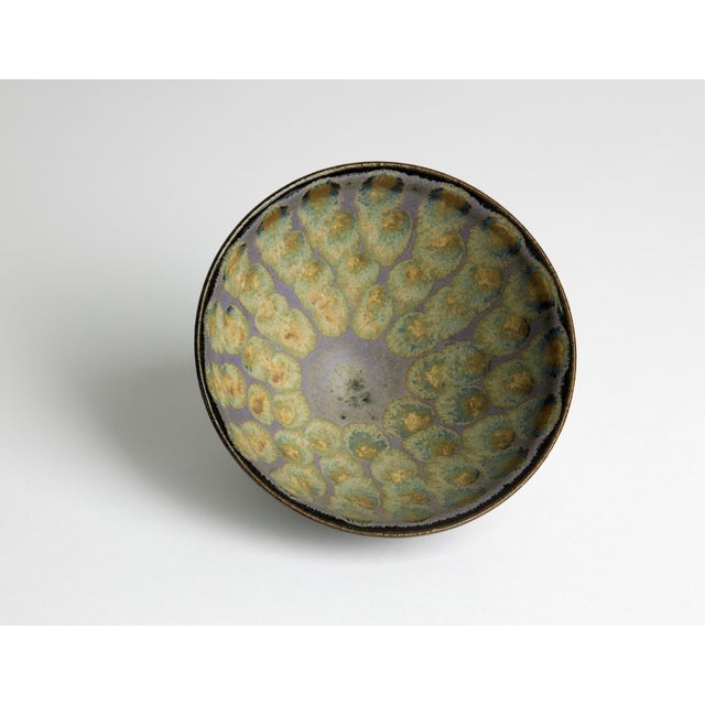 Chinese Temmoku Variant Stoneware Tea Bowl, Spotted Eye Glaze, Incised Mark For Sale In Portland, OR - Image 6 of 7