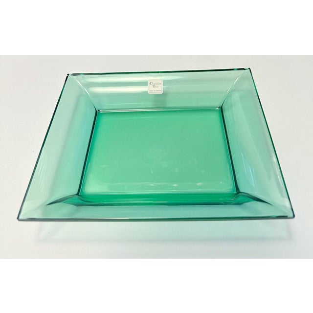 Modern Christian Dior Green Rectangular Glass Vide Poche or Ashtray For Sale - Image 3 of 7