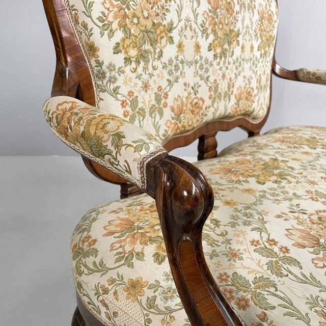 Italian 19th Century Style Sofa in Floral Fabric and Wood, 1930s For Sale - Image 11 of 18