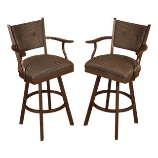 Tempo Industries Pair Of Swivel Bar Stools With Arms For Sale