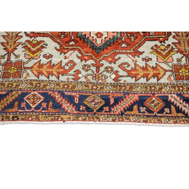 Orange Late 18th Century Antique Persian Serapi Rug 5'1'' x 6'11'' For Sale - Image 8 of 12