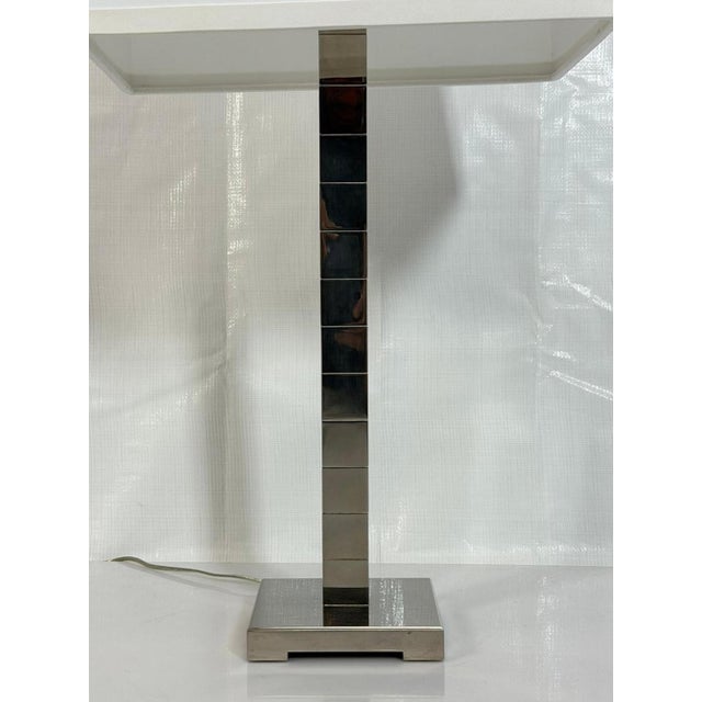 Marian Jamieson "Cube" Table Lamp Polished Nickel Modernist Design For Sale - Image 13 of 17
