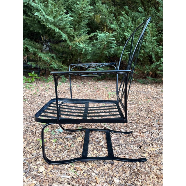 Metal Vintage Woodard Chantilly Rose Wrought Iron Spring Bouncer Armchair For Sale - Image 7 of 11