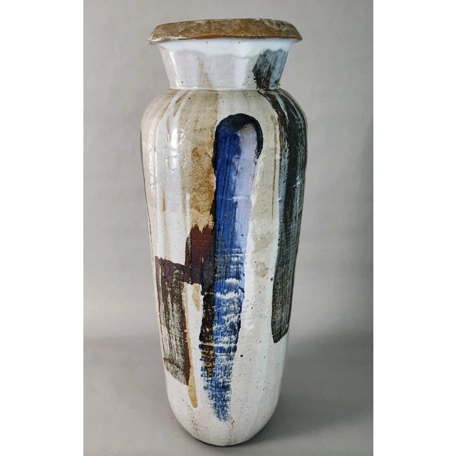 Mid-Century Modern MCM Signed Studio Pottery Vase Large 23" For Sale - Image 3 of 12