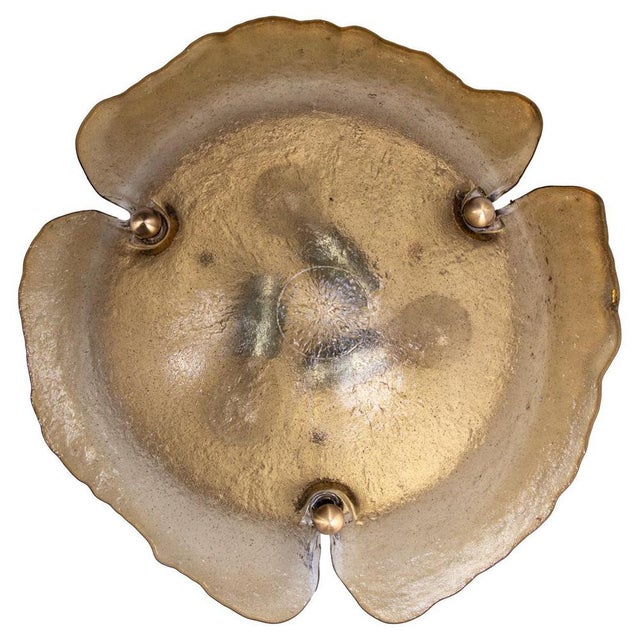 Vintage German Flush Mount in Amber Murano Glass and Brass from Peill & Putzler, 1960 For Sale - Image 3 of 9