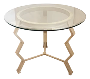 Memphis Group Style Iron & Glass Side Table From 80's