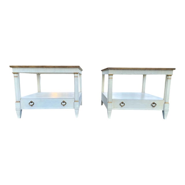 1980s Pair of Baker Italian Neoclassical Side Tables For Sale